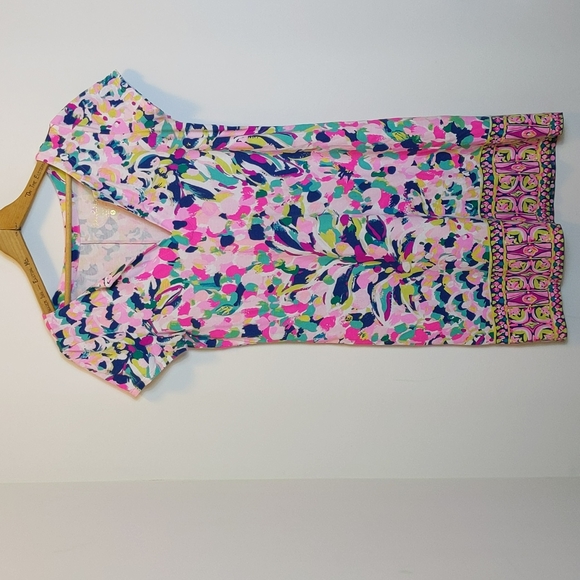 Lilly Pulitzer Size S Sophiletta Dress Pina Colada Club V Neck Dress Style 27686 - Picture 2 of 12